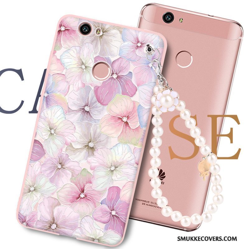 Etui Huawei Nova Blød Anti-fald Telefon, Cover Huawei Nova Cartoon Hængende Ornamenter Lyserød