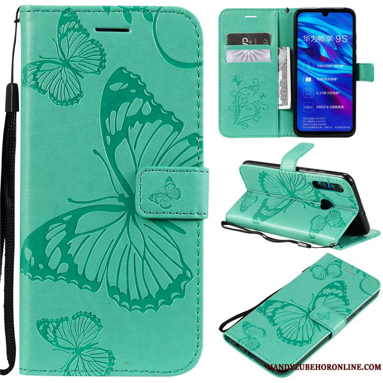 Etui Huawei P Smart+ 2019 Beskyttelse Grøn Telefon, Cover Huawei P Smart+ 2019 Blød Sommerfugl Blomster Anti-fald