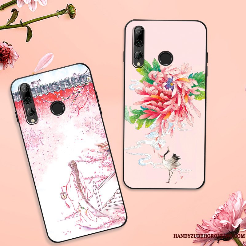 Etui Huawei P Smart+ 2019 Blød Tilpas Net Red, Cover Huawei P Smart+ 2019 Tasker Lyserød Mønster