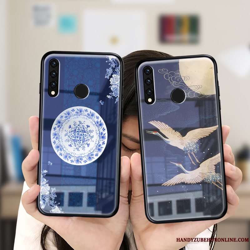 Etui Huawei P Smart+ 2019 Tasker Hærdning Kinesisk Stil, Cover Huawei P Smart+ 2019 Blød Glas Traner