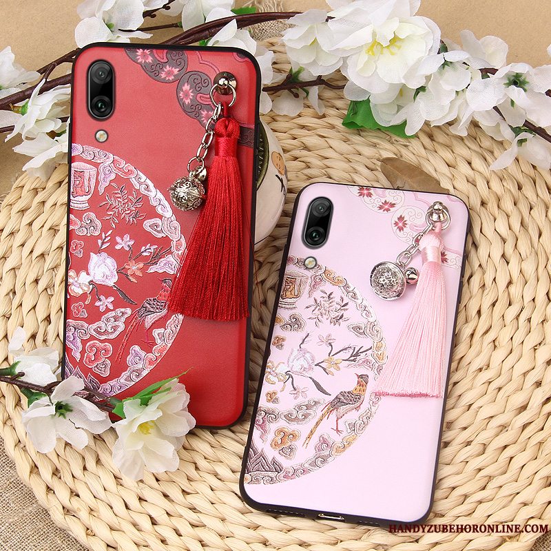 Etui Huawei P Smart+ 2019 Tasker Rød Telefon, Cover Huawei P Smart+ 2019 Mode Net Red Anti-fald