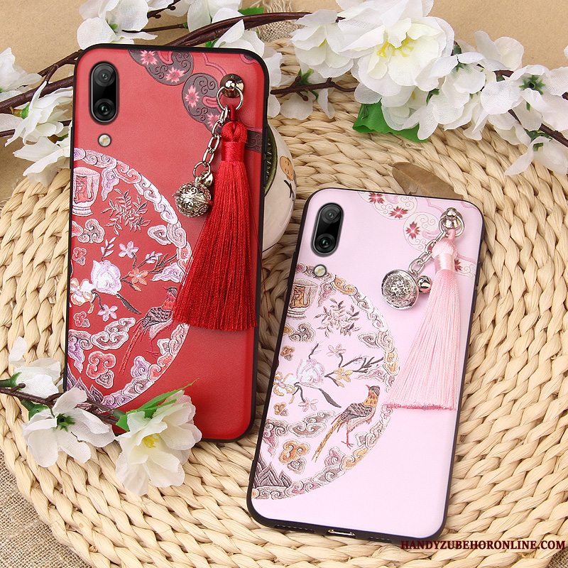 Etui Huawei P Smart+ 2019 Tasker Rød Telefon, Cover Huawei P Smart+ 2019 Mode Net Red Anti-fald