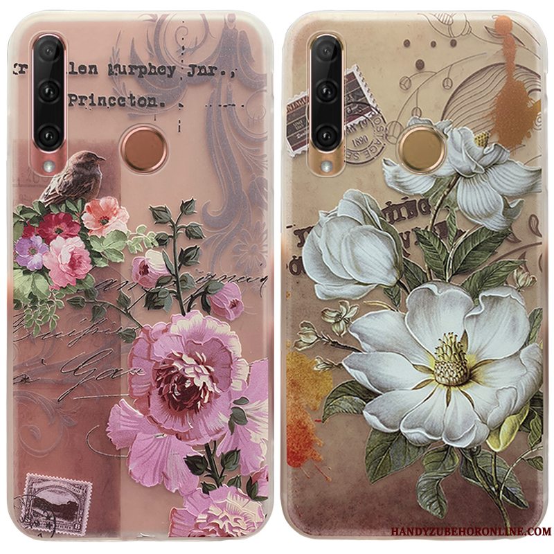 Etui Huawei P Smart+ 2019 Vintage Gennemsigtig Hængende Ornamenter, Cover Huawei P Smart+ 2019 Tasker Blomster Nubuck