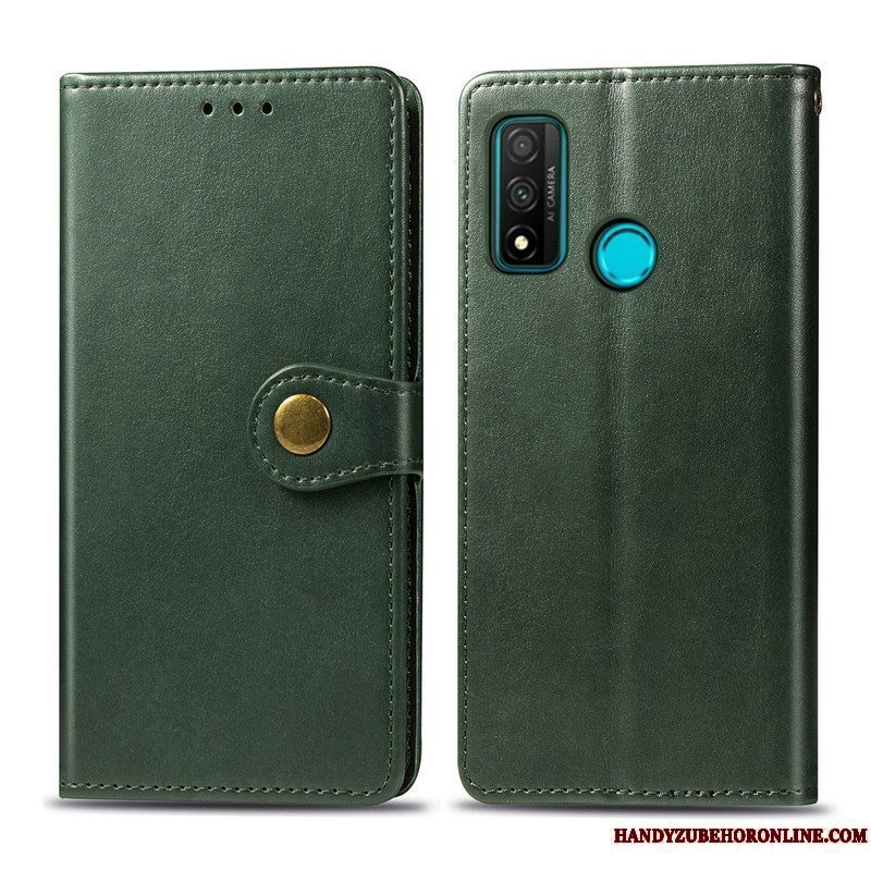 Etui Huawei P Smart 2020 Beskyttelse Grøn Simple, Cover Huawei P Smart 2020 Læder Hængende Ornamenter Solid Farve