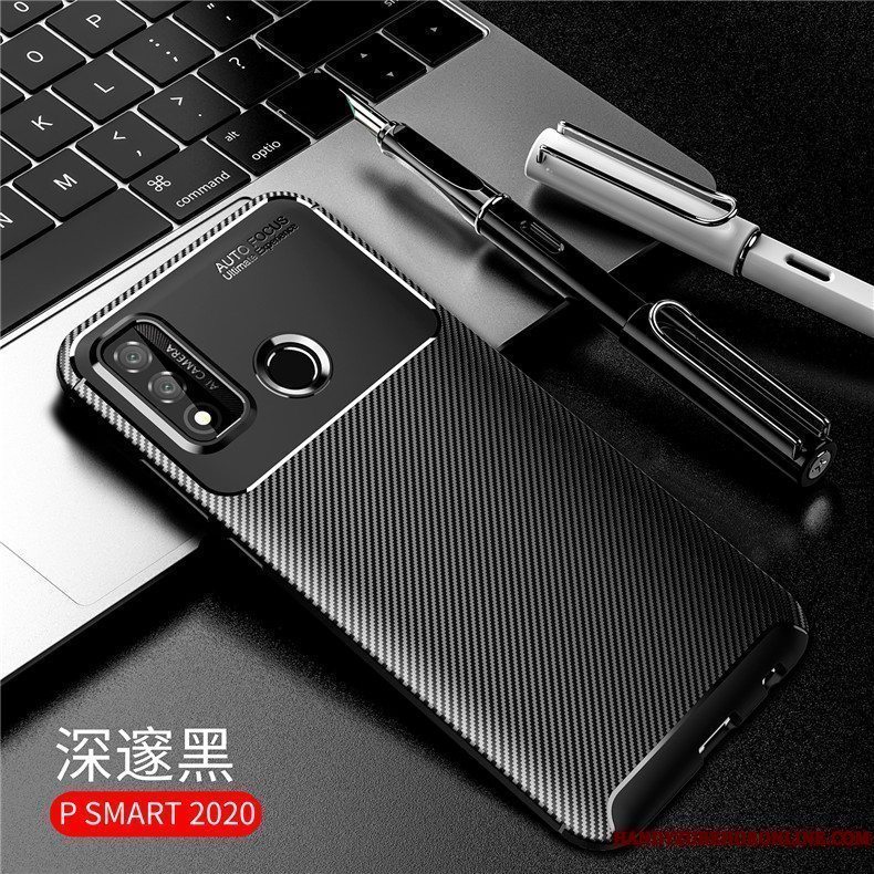 Etui Huawei P Smart 2020 Silikone Sort Telefon, Cover Huawei P Smart 2020 Beskyttelse Tilbehør Anti-fald