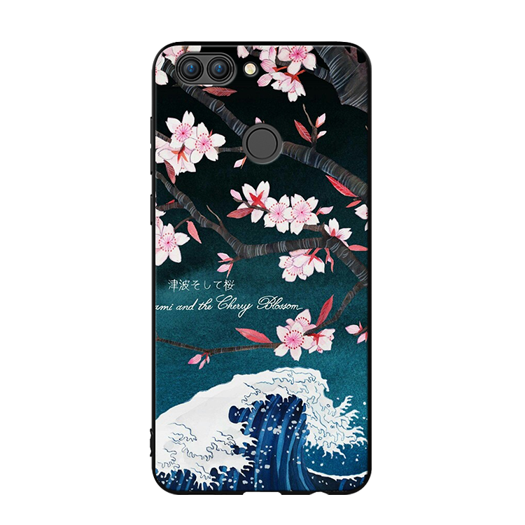 Etui Huawei P Smart Farve Skønhed Sort, Cover Huawei P Smart Beskyttelse Nubuck Cherry