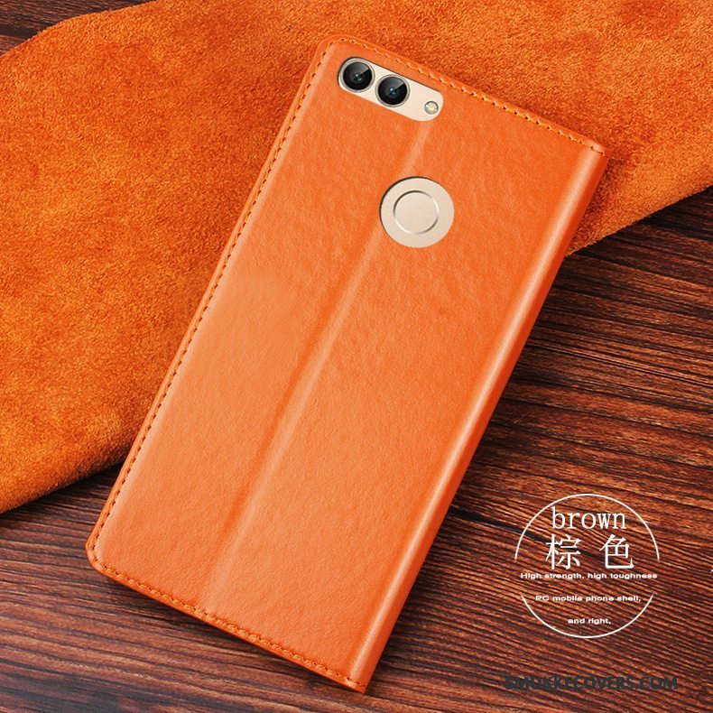 Etui Huawei P Smart Læder Orange Anti-fald, Cover Huawei P Smart Folio Telefon