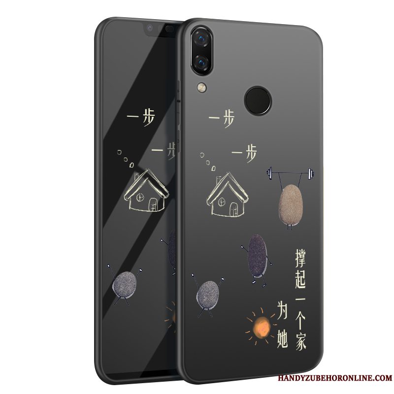 Etui Huawei P Smart+ Silikone Nubuck Smuk, Cover Huawei P Smart+ Kreativ Anti-fald Sort