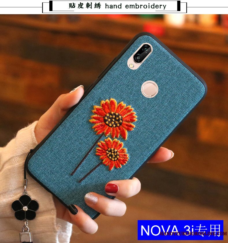 Etui Huawei P Smart+ Tasker Kinesisk Stil Ny, Cover Huawei P Smart+ Silikone Broderi Anti-fald