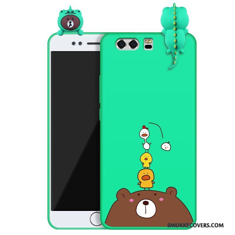 Etui Huawei P10 Cartoon Grøn Nubuck, Cover Huawei P10 Tasker Af Personlighed Telefon