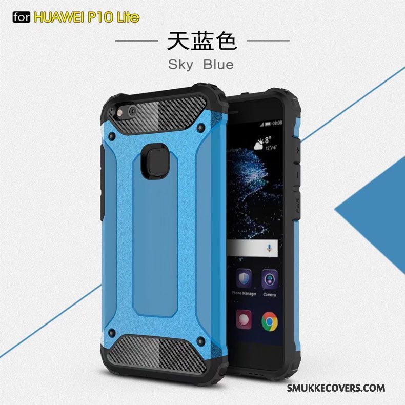 Etui Huawei P10 Lite Beskyttelse Blå Anti-fald, Cover Huawei P10 Lite Tasker Gasbag Telefon
