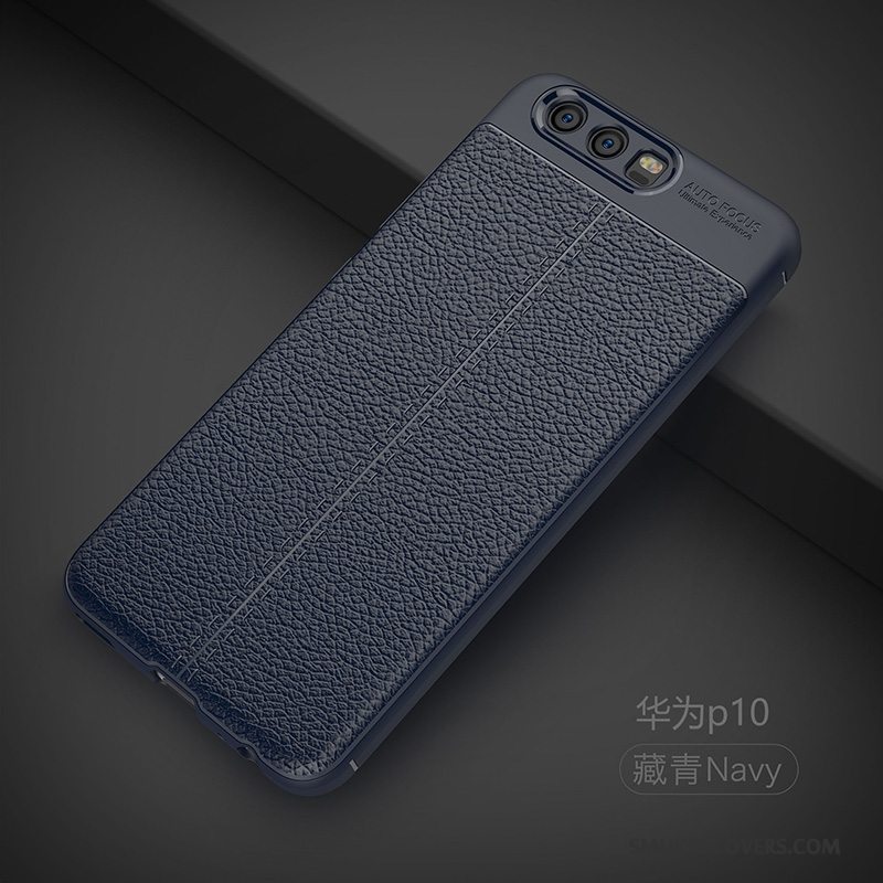 Etui Huawei P10 Læder Mørkeblå Telefon, Cover Huawei P10 Silikone Af Personlighed Trend