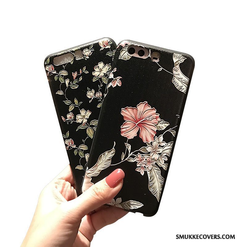 Etui Huawei P10 Plus Blød Lille Sektion Sort, Cover Huawei P10 Plus Relief Telefonnubuck