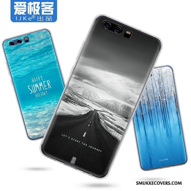 Etui Huawei P10 Plus Kreativ Telefonanti-fald, Cover Huawei P10 Plus Beskyttelse Gennemsigtig Blå