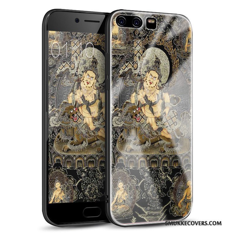 Etui Huawei P10 Plus Kreativ Telefonglas, Cover Huawei P10 Plus Silikone Sort Buddha