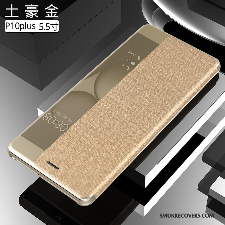 Etui Huawei P10 Plus Læder Telefonguld, Cover Huawei P10 Plus Folio Anti-fald