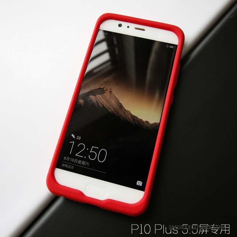 Etui Huawei P10 Plus Tasker Rød Telefon, Cover Huawei P10 Plus Læder Klud Anti-fald