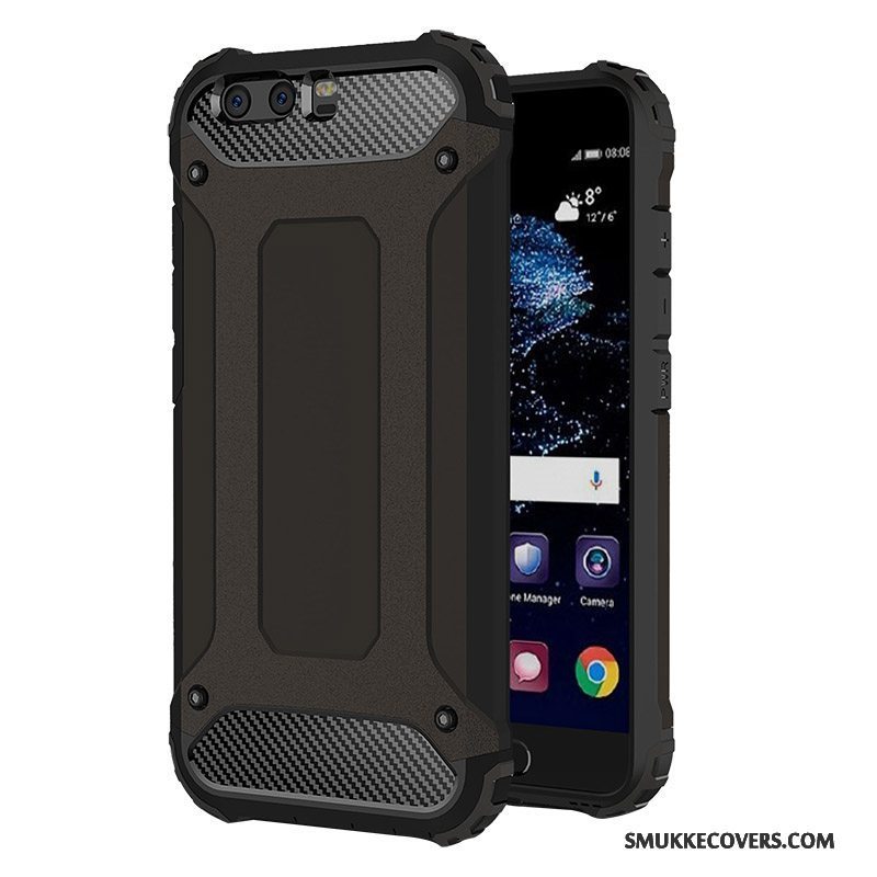 Etui Huawei P10 Silikone Sort Nubuck, Cover Huawei P10 Tasker Telefonanti-fald