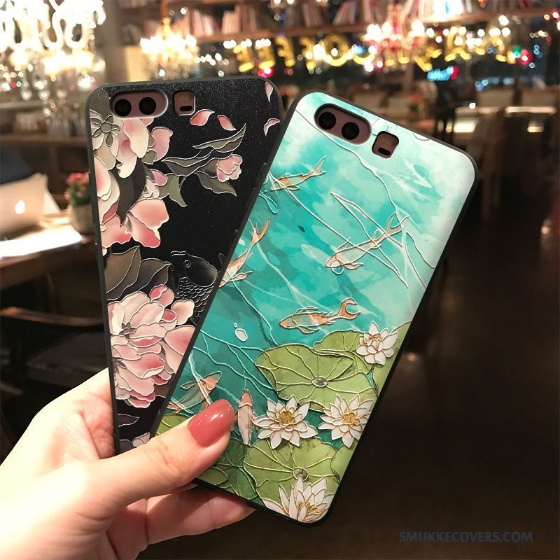 Etui Huawei P10 Silikone Telefonvind, Cover Huawei P10 Grøn Hængende Ornamenter