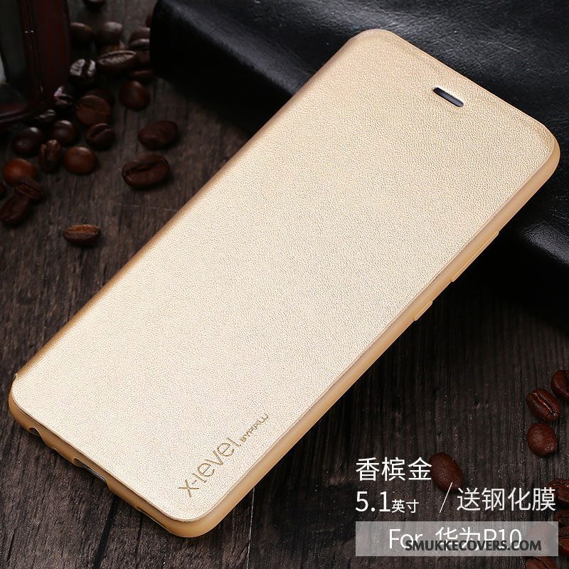 Etui Huawei P10 Tasker Kort Guld, Cover Huawei P10 Folio Telefontynd