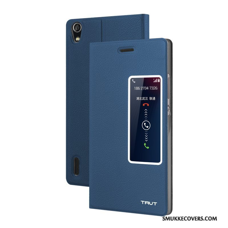 Etui Huawei P10 Tasker Telefonanti-fald, Cover Huawei P10 Læder Mørkeblå