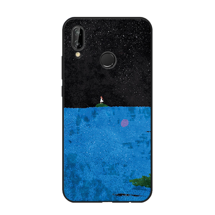 Etui Huawei P20 Lite Silikone Stjerneklar Telefon, Cover Huawei P20 Lite Kreativ Blå