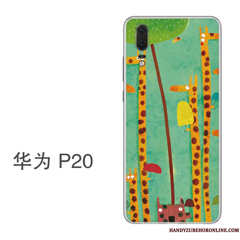 Etui Huawei P20 Silikone Hængende Ornamenter Anti-fald, Cover Huawei P20 Tasker Grøn Frisk