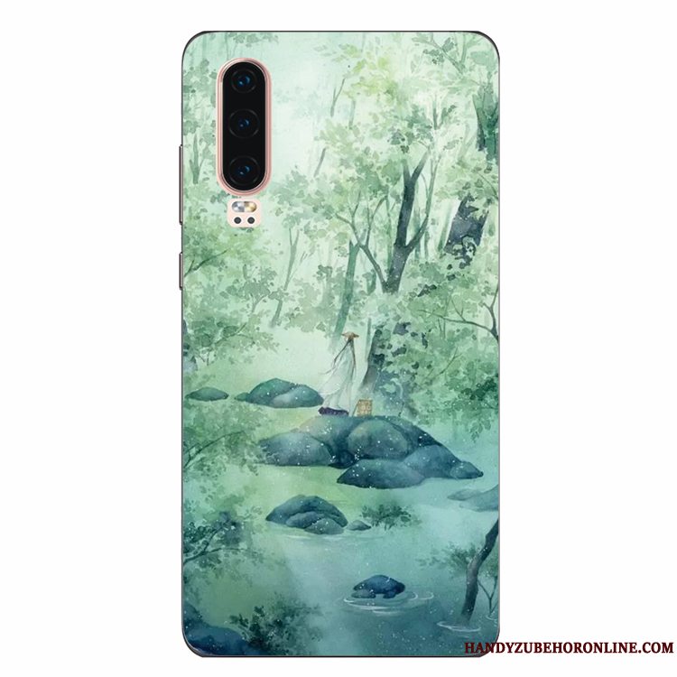 Etui Huawei P30 Beskyttelse Kunst Af Personlighed, Cover Huawei P30 Blød Grøn Vind