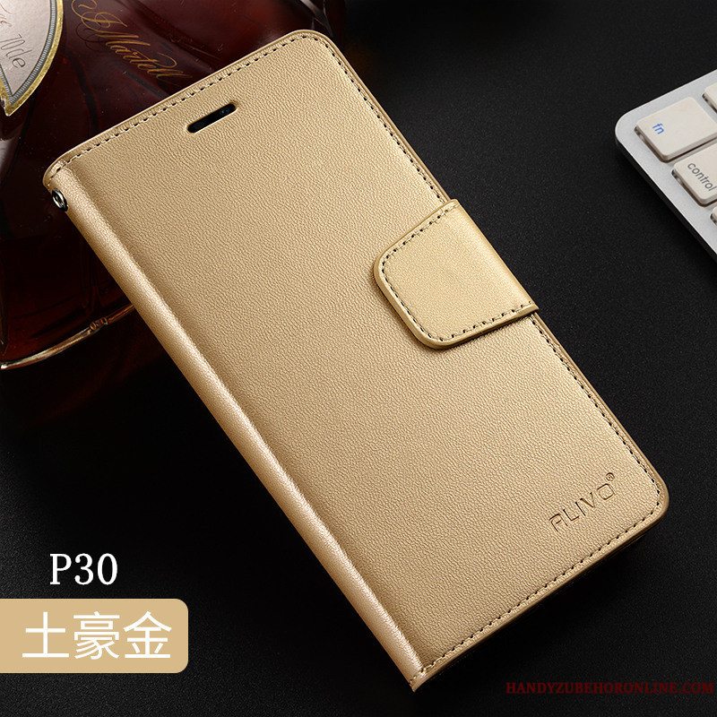 Etui Huawei P30 Blød Telefontrend, Cover Huawei P30 Læder Guld Anti-fald