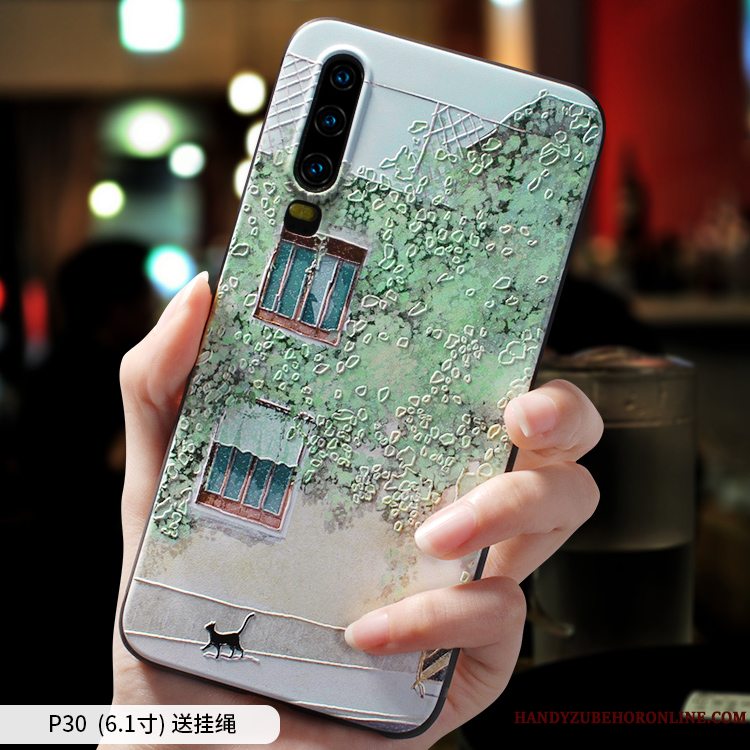 Etui Huawei P30 Kreativ Frisk Nubuck, Cover Huawei P30 Beskyttelse Grøn Af Personlighed