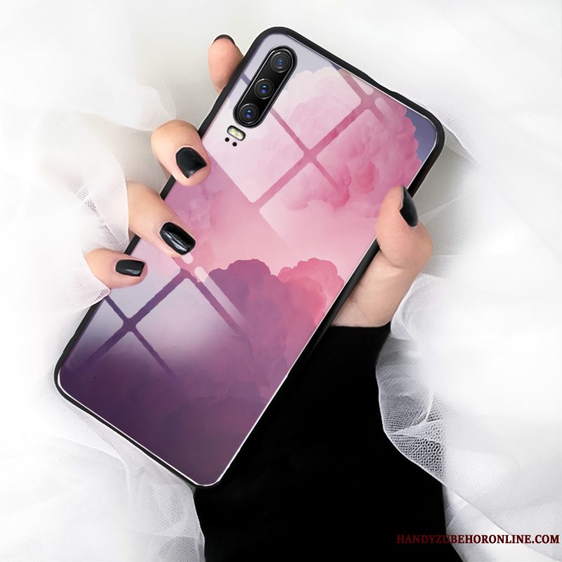 Etui Huawei P30 Kreativ Kunst Hærdet Glas, Cover Huawei P30 Tasker Telefonstjerneklar