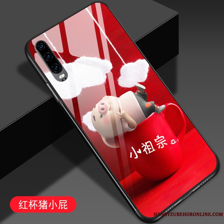 Etui Huawei P30 Kreativ Net Red Trend, Cover Huawei P30 Cartoon Rød Telefon