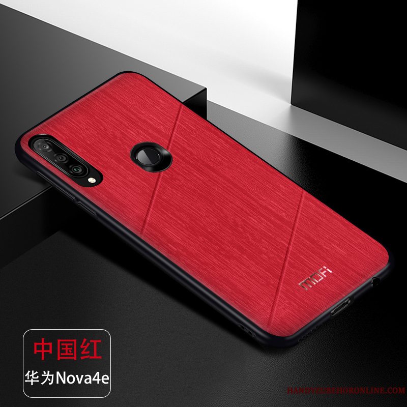 Etui Huawei P30 Lite Silikone Nubuck Tynd, Cover Huawei P30 Lite Tasker Ny Rød