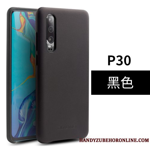 Etui Huawei P30 Læder Bagdæksel Sort, Cover Huawei P30 Beskyttelse Business Simple