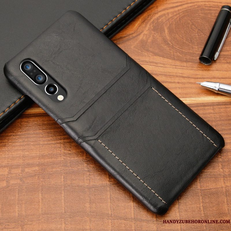 Etui Huawei P30 Læder Sort Trend, Cover Huawei P30 Kreativ Business Telefon