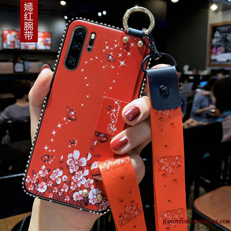 Etui Huawei P30 Pro Beskyttelse Hængende Ornamenter Telefon, Cover Huawei P30 Pro Blød Trend Rød
