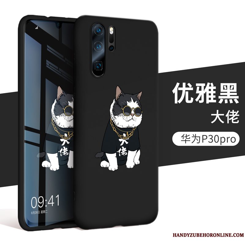 Etui Huawei P30 Pro Beskyttelse Sort Trendy, Cover Huawei P30 Pro Silikone Anti-fald Telefon