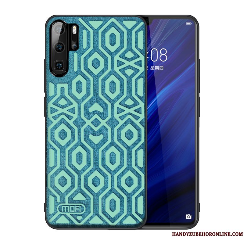 Etui Huawei P30 Pro Beskyttelse Tre Forsvar Skridsikre, Cover Huawei P30 Pro Silikone Blå High End