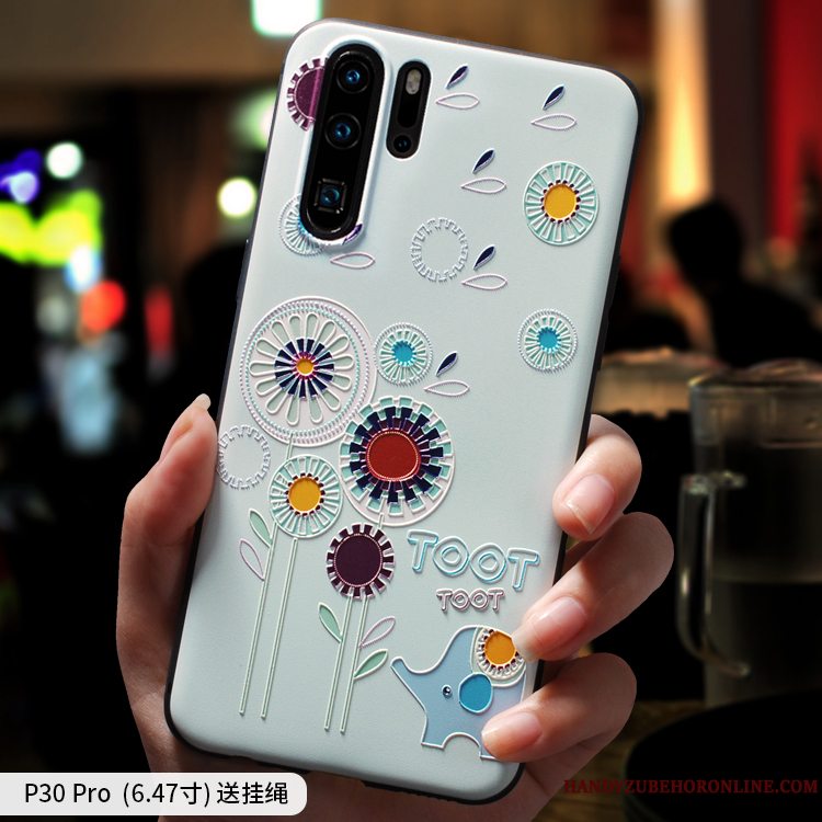 Etui Huawei P30 Pro Blød Nubuck Af Personlighed, Cover Huawei P30 Pro Kreativ Blå Ny