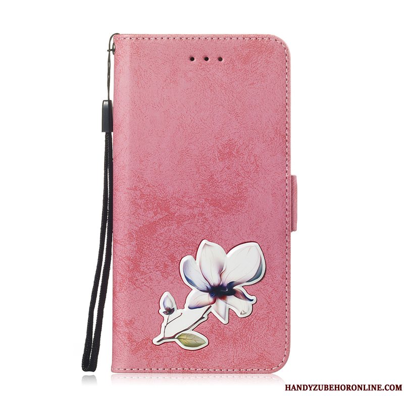 Etui Huawei P30 Pro Folio Blomster Træ, Cover Huawei P30 Pro Læder Telefonlyserød