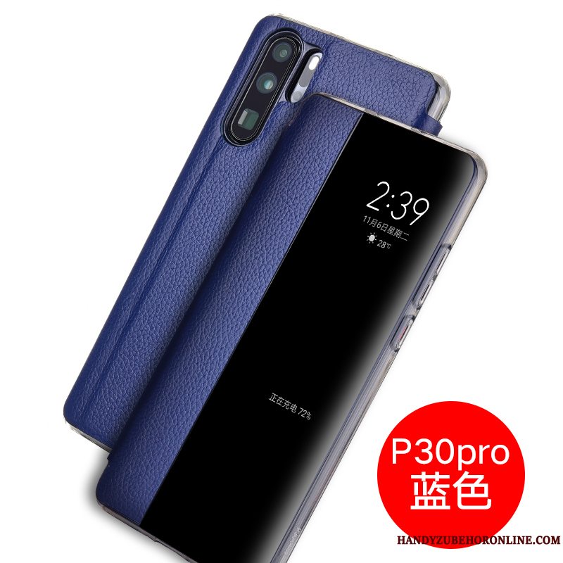 Etui Huawei P30 Pro Læder Blå Telefon, Cover Huawei P30 Pro Folio