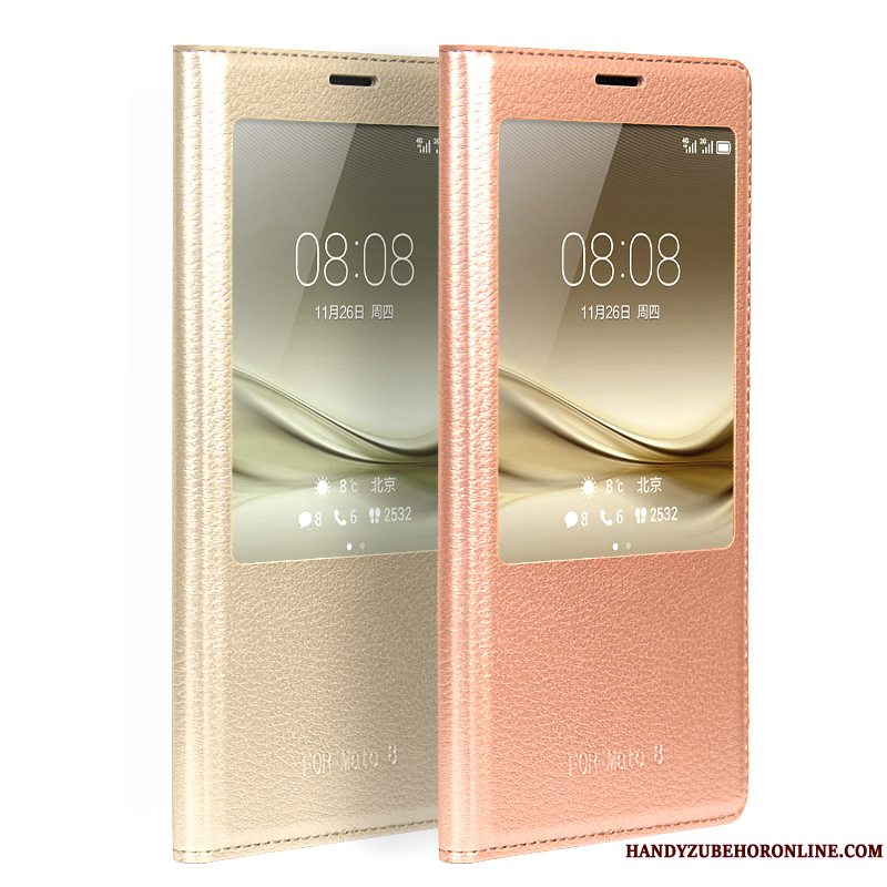 Etui Huawei P30 Pro Læder Hærdning Vækstdvale, Cover Huawei P30 Pro Folio Rosa Guld Skærmbeskyttelse