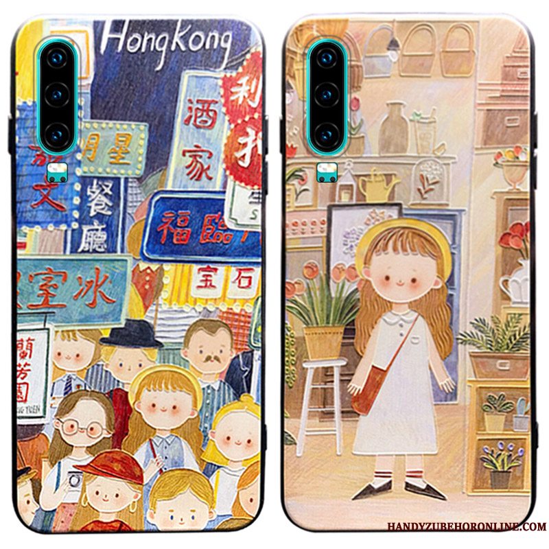 Etui Huawei P30 Relief Af Personlighed Trend, Cover Huawei P30 Support Hængende Ornamenter Knapper