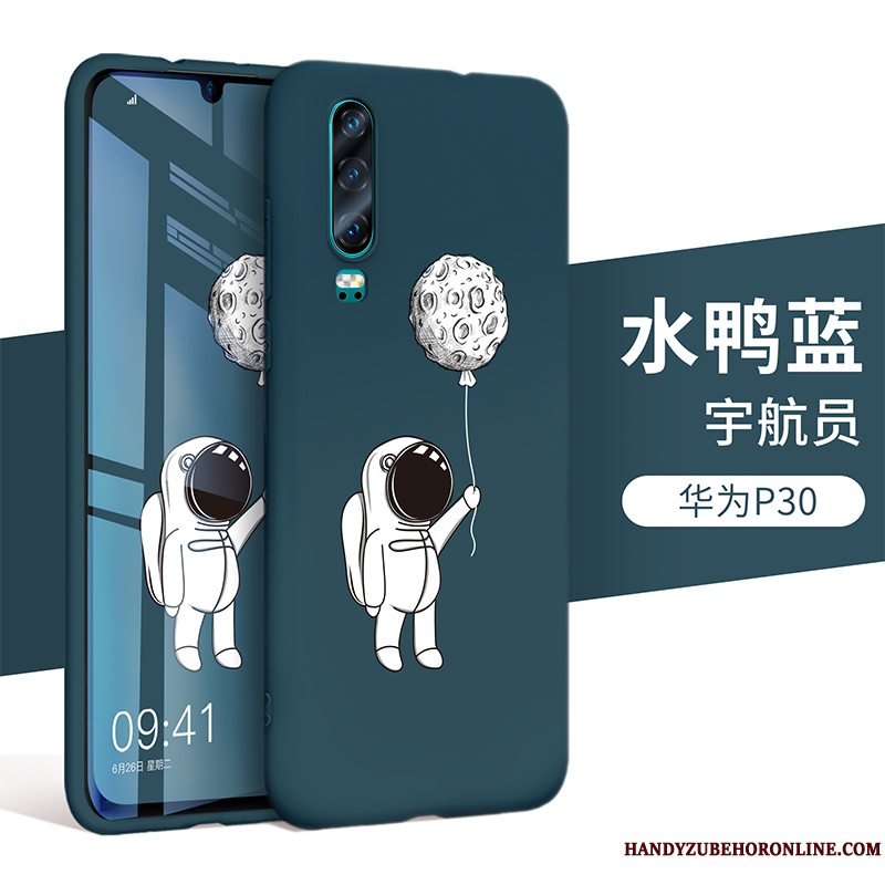 Etui Huawei P30 Silikone Telefonblå, Cover Huawei P30 Tasker Anti-fald Trendy