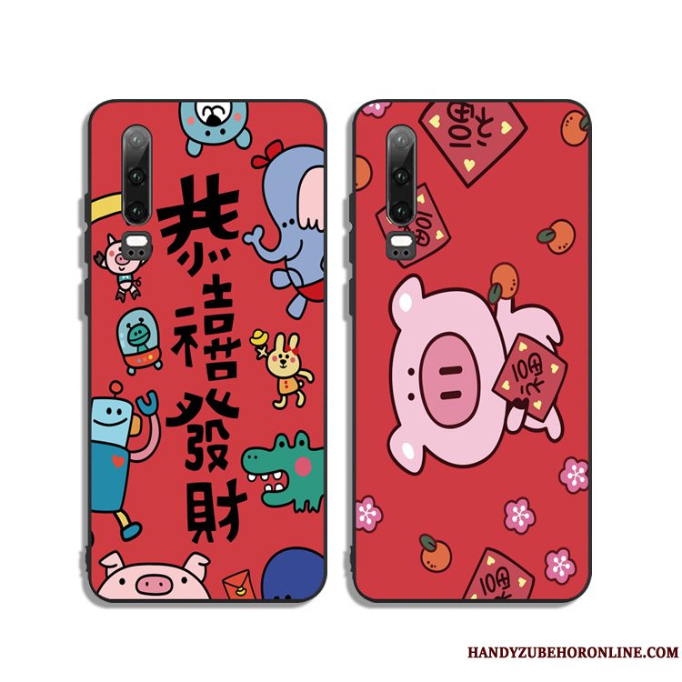 Etui Huawei P30 Tasker Joyous Smuk, Cover Huawei P30 Blød Rød Telefon