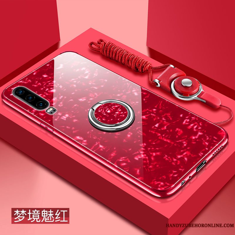 Etui Huawei P30 Tasker Rød Net Red, Cover Huawei P30 Silikone Telefontrend