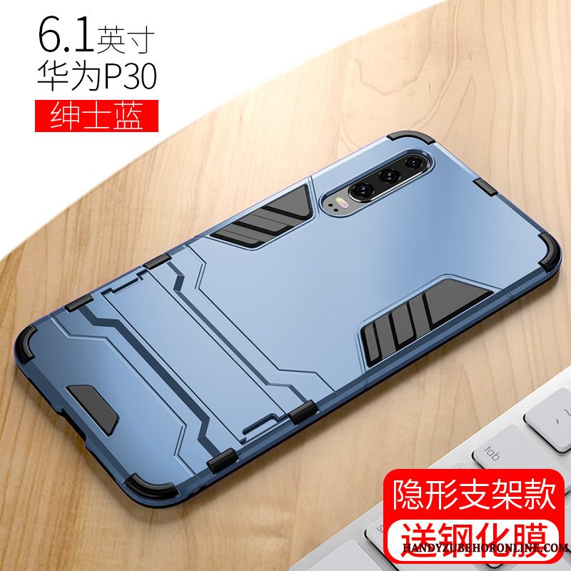 Etui Huawei P30 Tasker Trendy Anti-fald, Cover Huawei P30 Support Nubuck Magnetisk