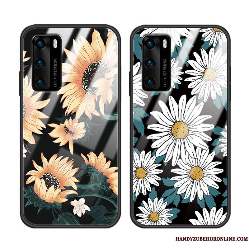 Etui Huawei P40 Blød Glas Blomster, Cover Huawei P40 Vintage Net Red Telefon