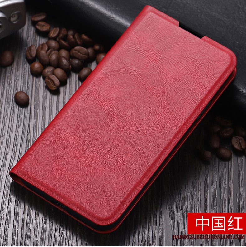 Etui Huawei P40 Folio Simple Vinrød, Cover Huawei P40 Læder Anti-fald Telefon