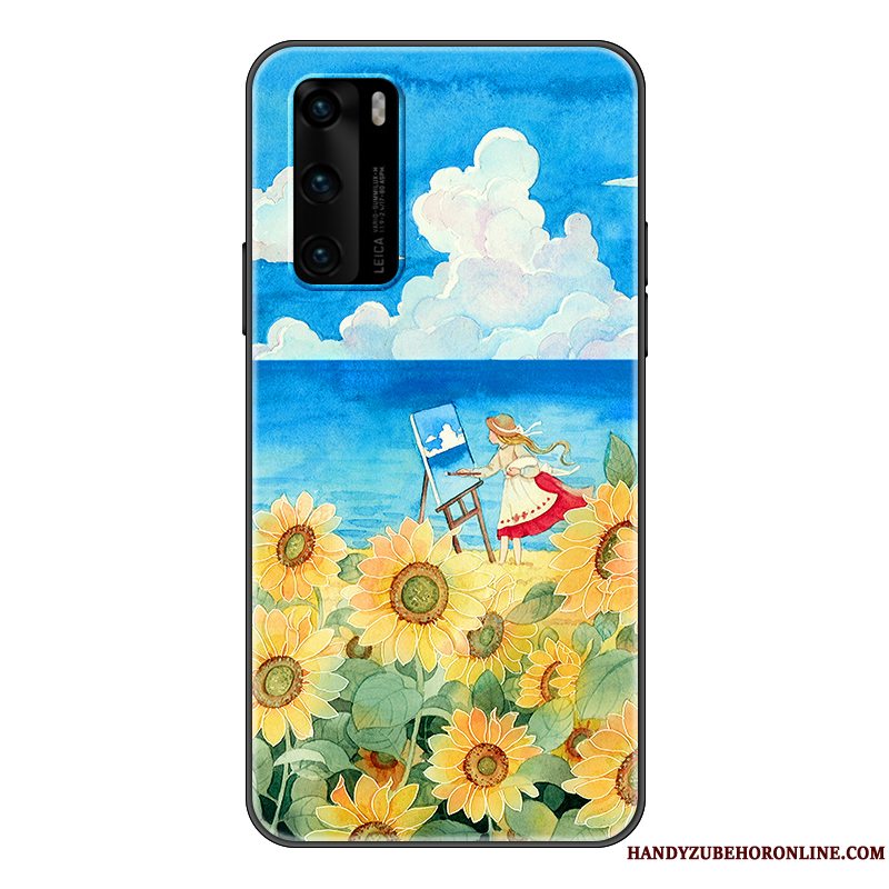 Etui Huawei P40 Kreativ Blå Frisk, Cover Huawei P40 Cartoon Trendy Anti-fald